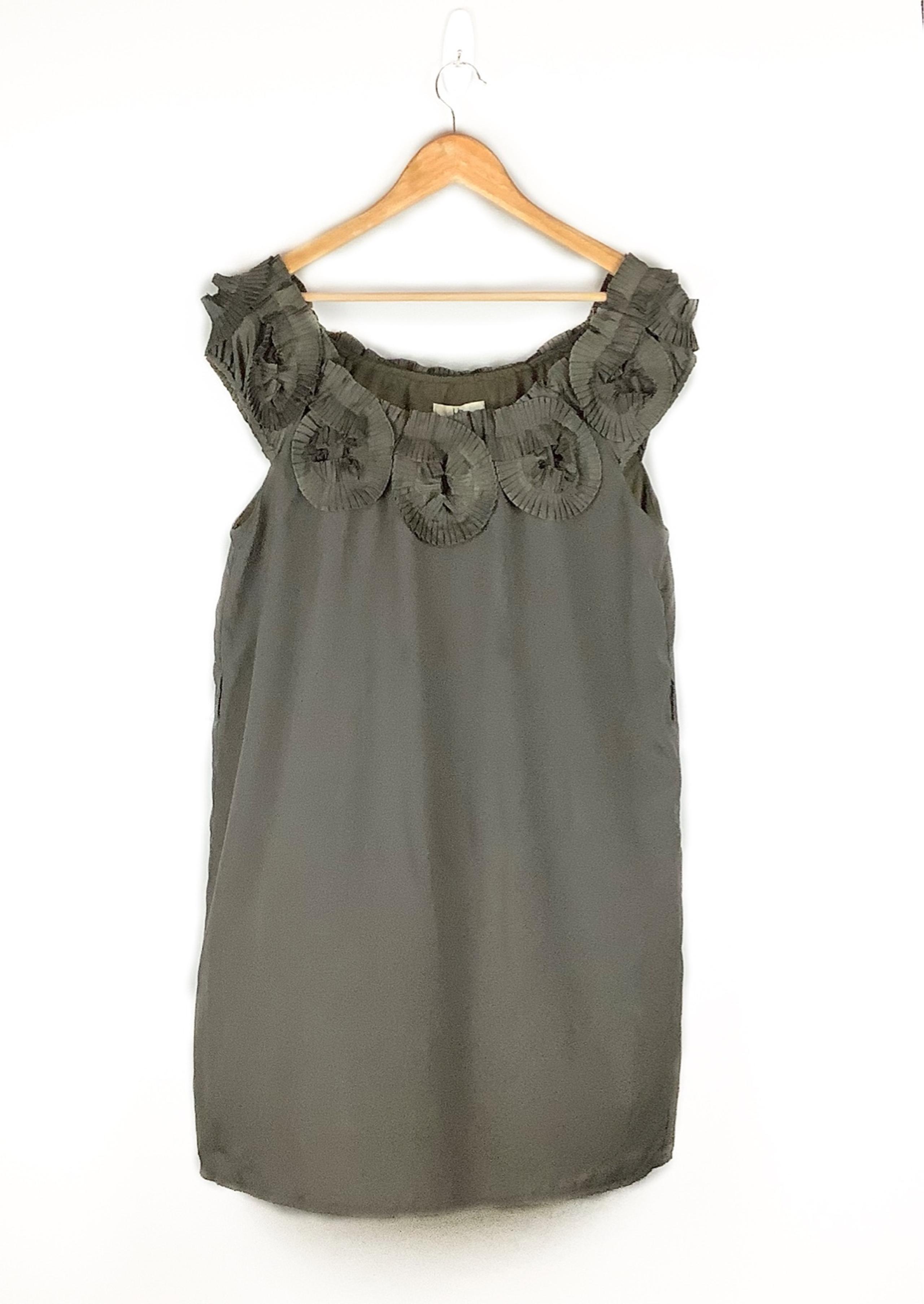 Ya Los Angeles Ruffle Pleat Neckline Dress Size M NWT