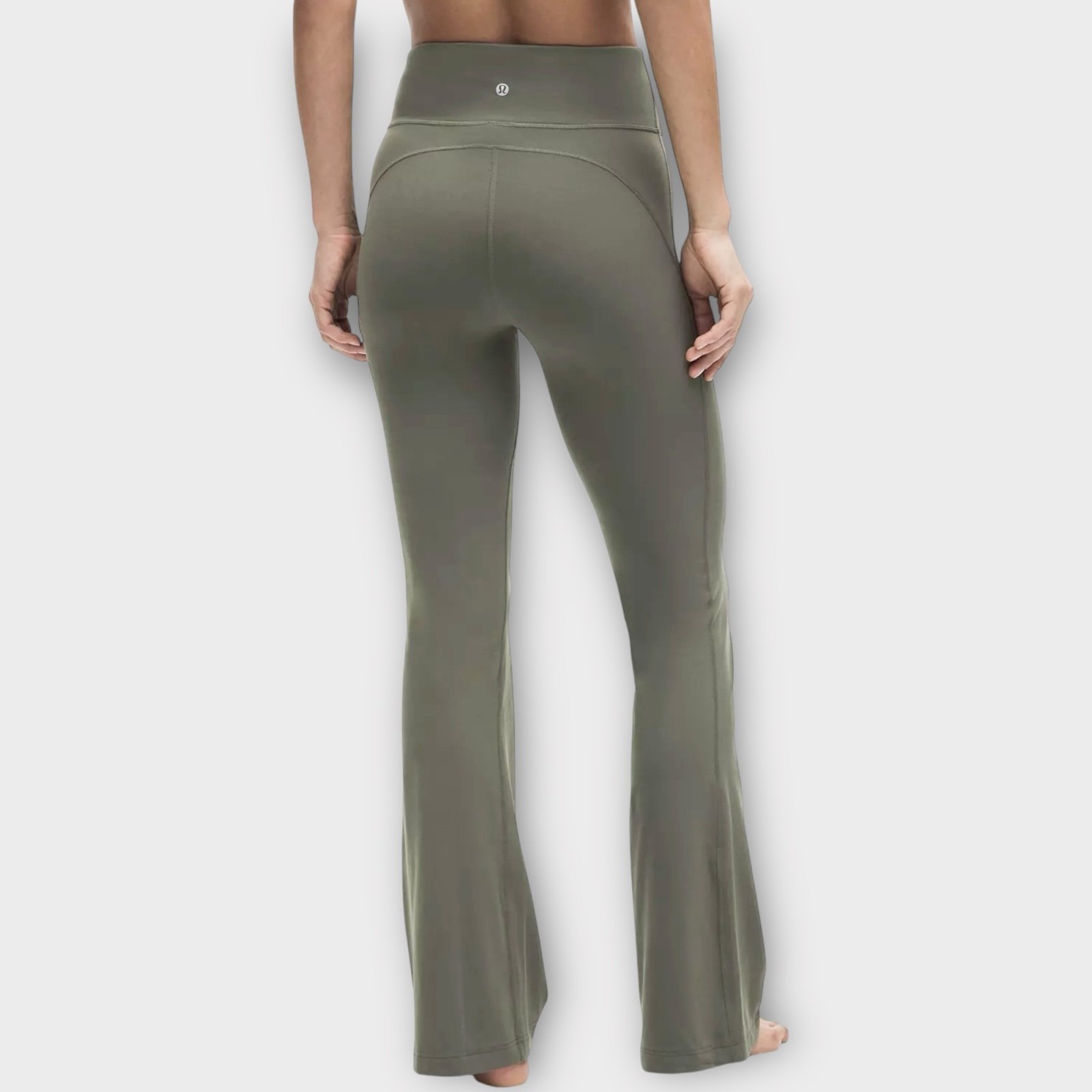 Lululemon Groove Olive Green Super-High-Rise Flared Pant 10 Nulu Leggings Yoga