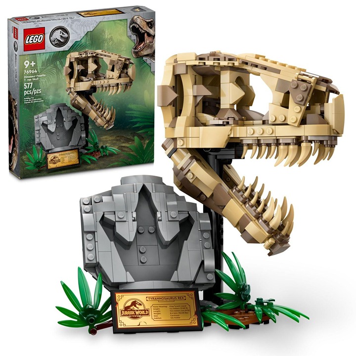 LEGO Jurassic World Dinosaur Fossils: T. rex Skull, Dino Toy for Boys and Girls