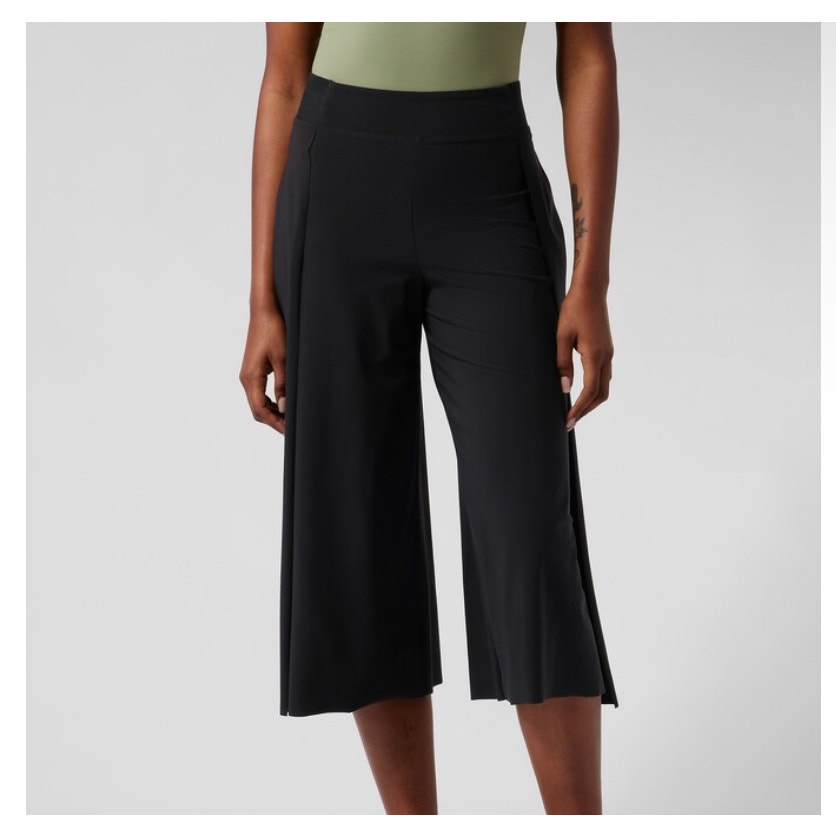 Athleta Petite 8P Cosmic Wrap Crop Pants Pocket Breathable Stretch Pull-On Black