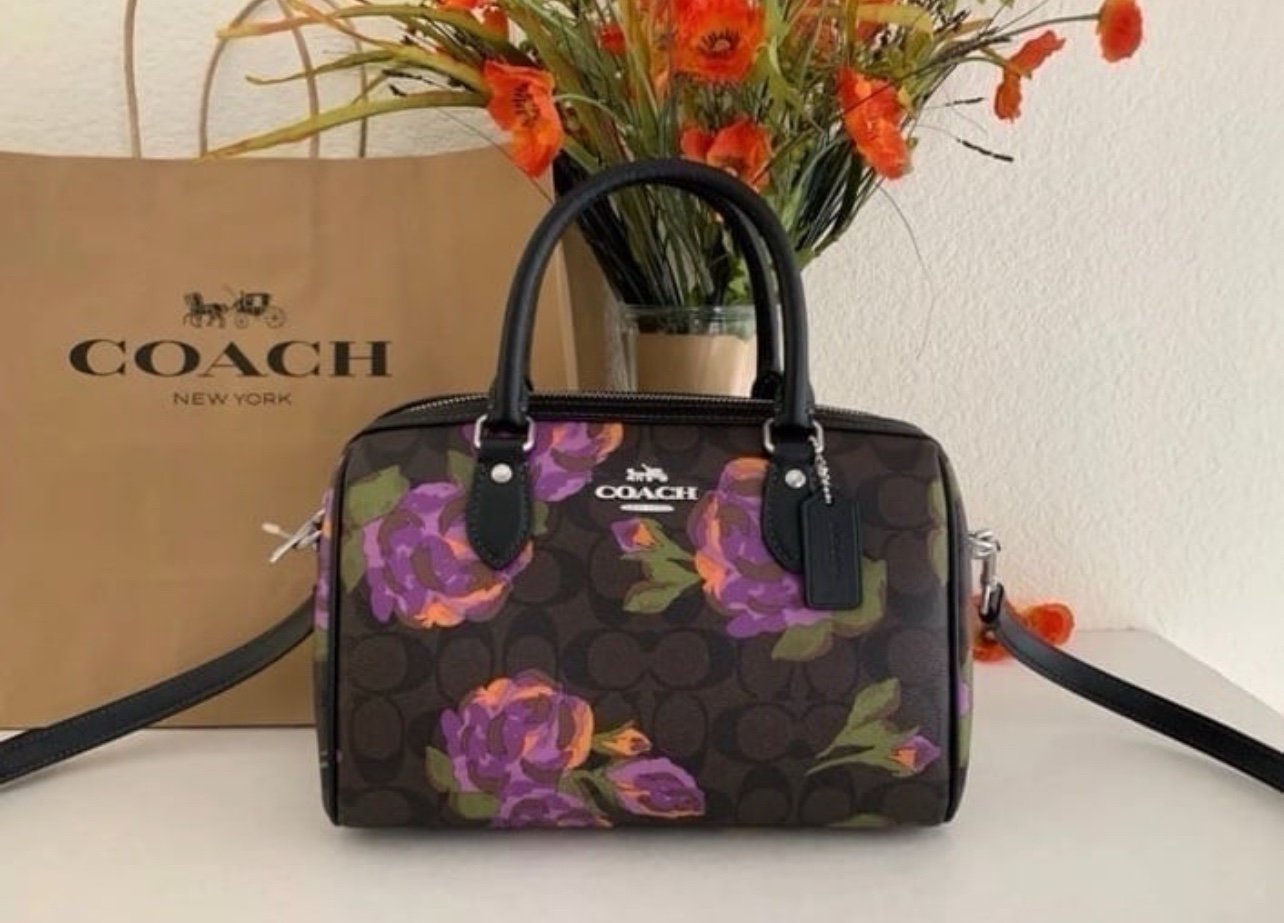 NWT COACH Rowan Satchel in Signature Rose Print Authentic CL465 <5⭐️Seller!