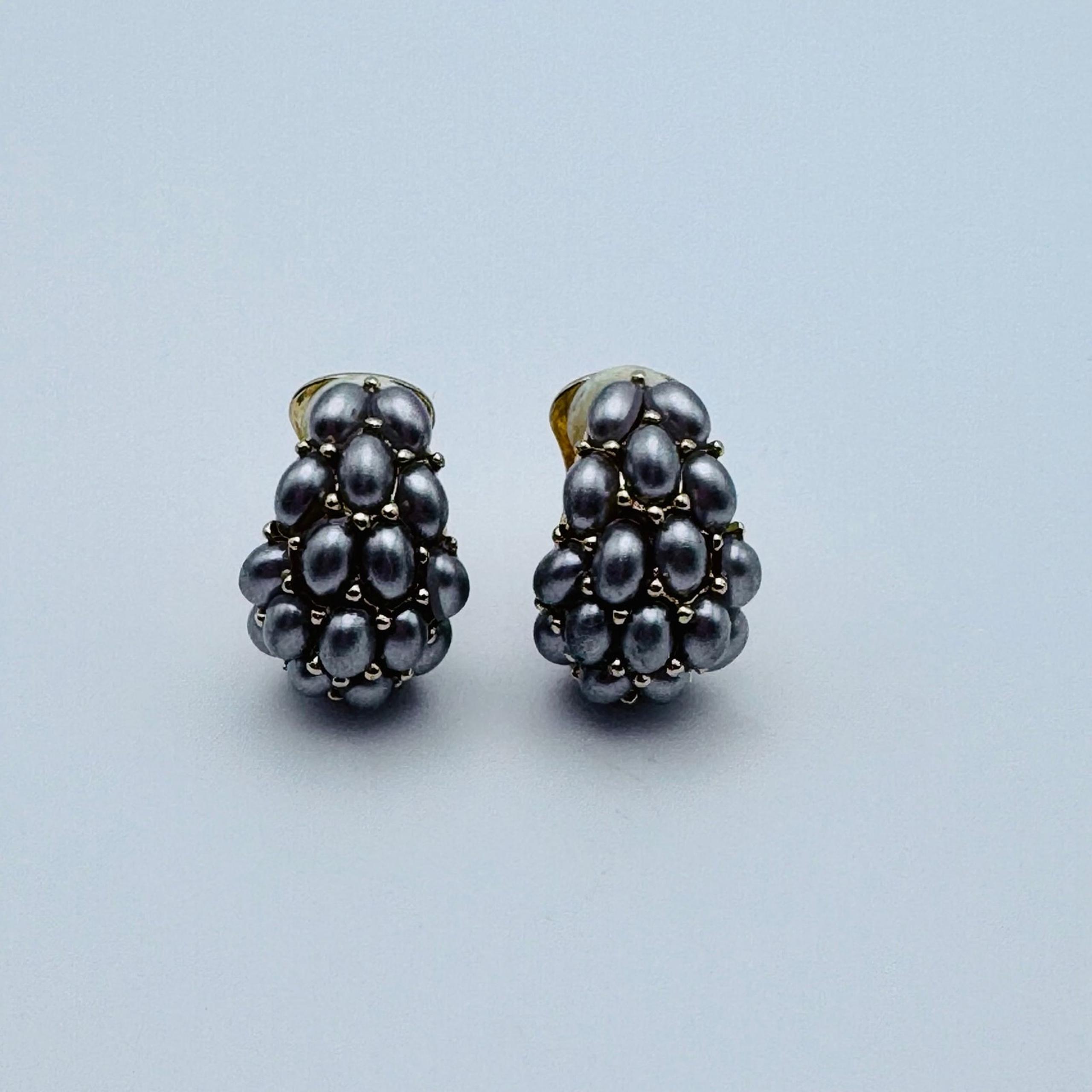 KENNETH JAY LANE Grey Cabochon Thumbnail Clip On Earrings