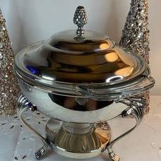 Antique Silver Plated/Glass Food Warmer/Server