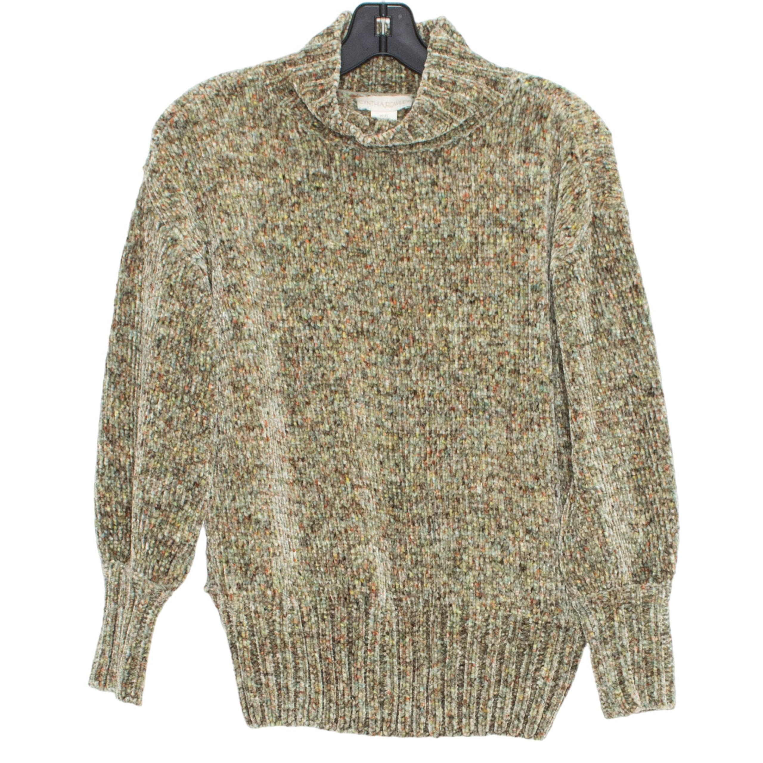 Cynthia Rowley Womens Sweater Chenille Preppy Cozy Minimalist Earthy Green XS HI