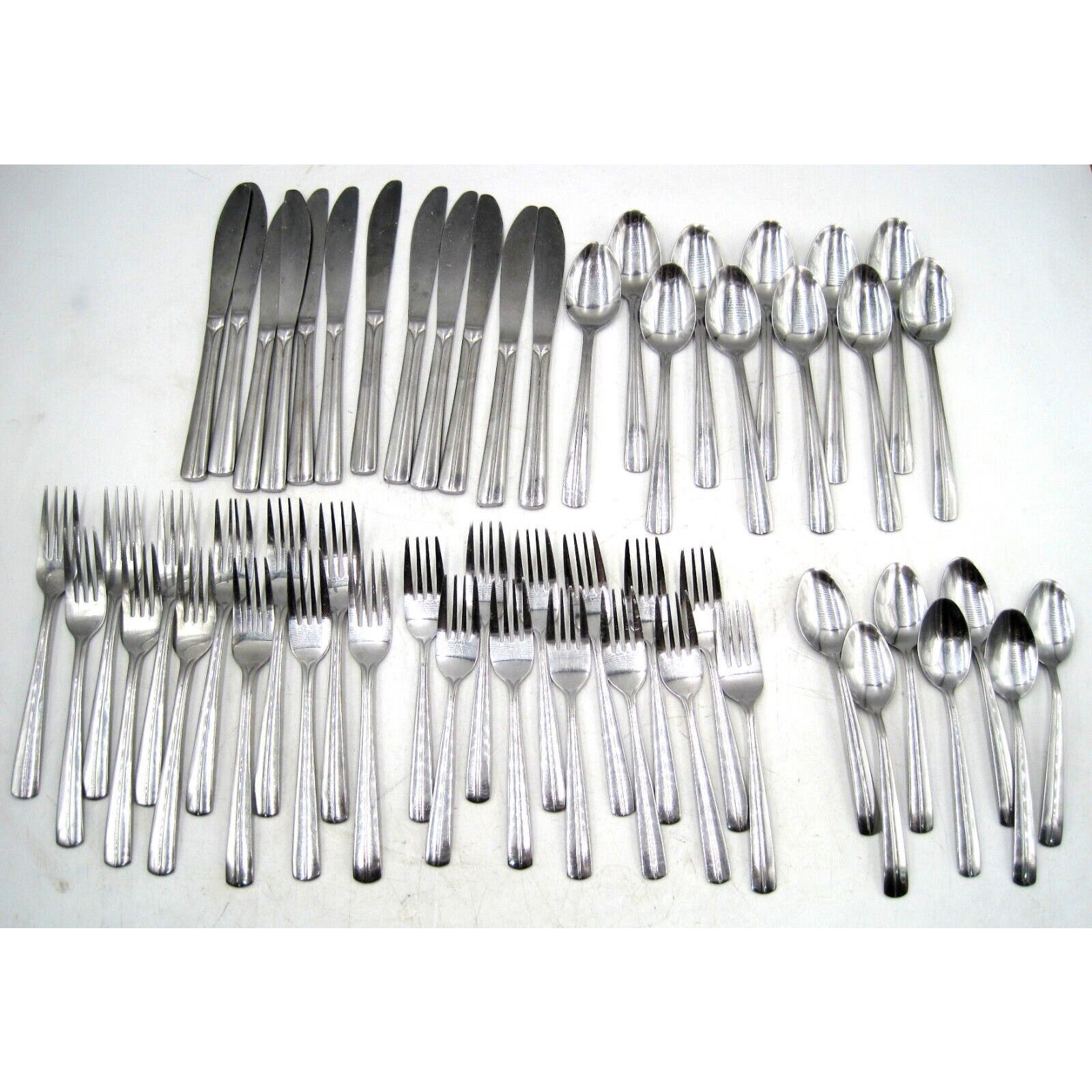 54 Pieces Cambridge Dunhill Stainless Flatware Glossy Silverware