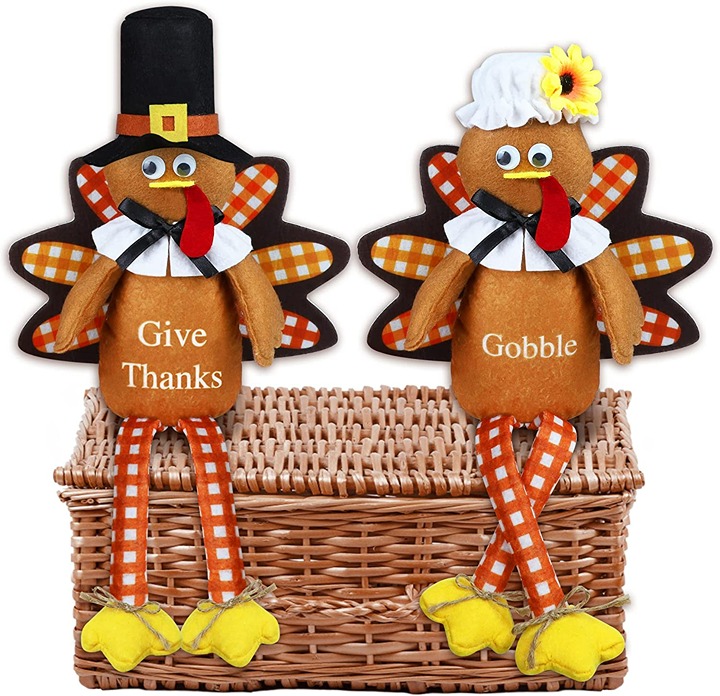Fall Thanksgiving Decorations Turkey Gnomes Plush, 2PCS Mr & Mrs Gnomes