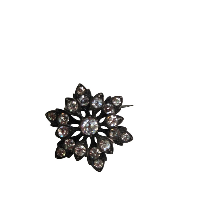 Vintage Rhodium Plated Rhinestone Pin 1 x1 