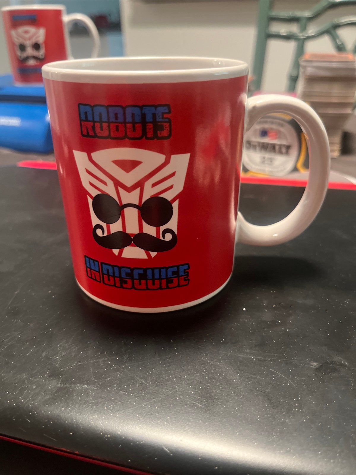 Transformers Robots In Disguise Coffee Cup Mug Autobot Hasbro 2013 Mustache