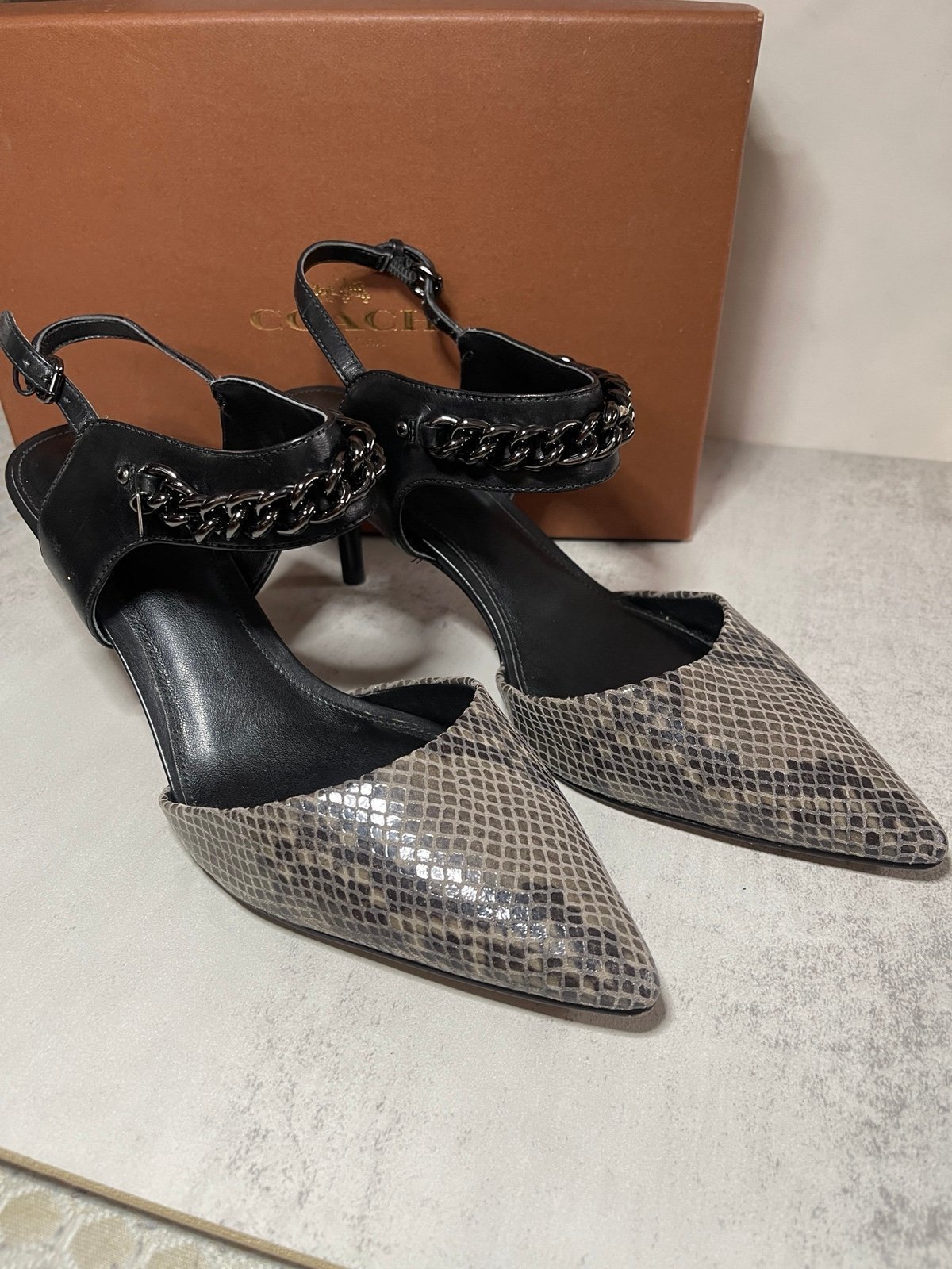 Coach Snake Print Kitten Garland Heels Sz 8