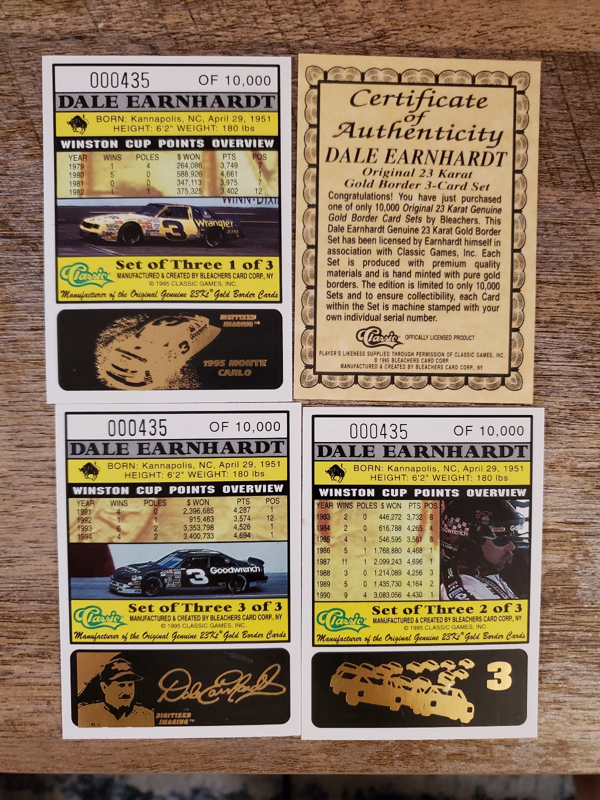 Dale Earnhardt Gold cards