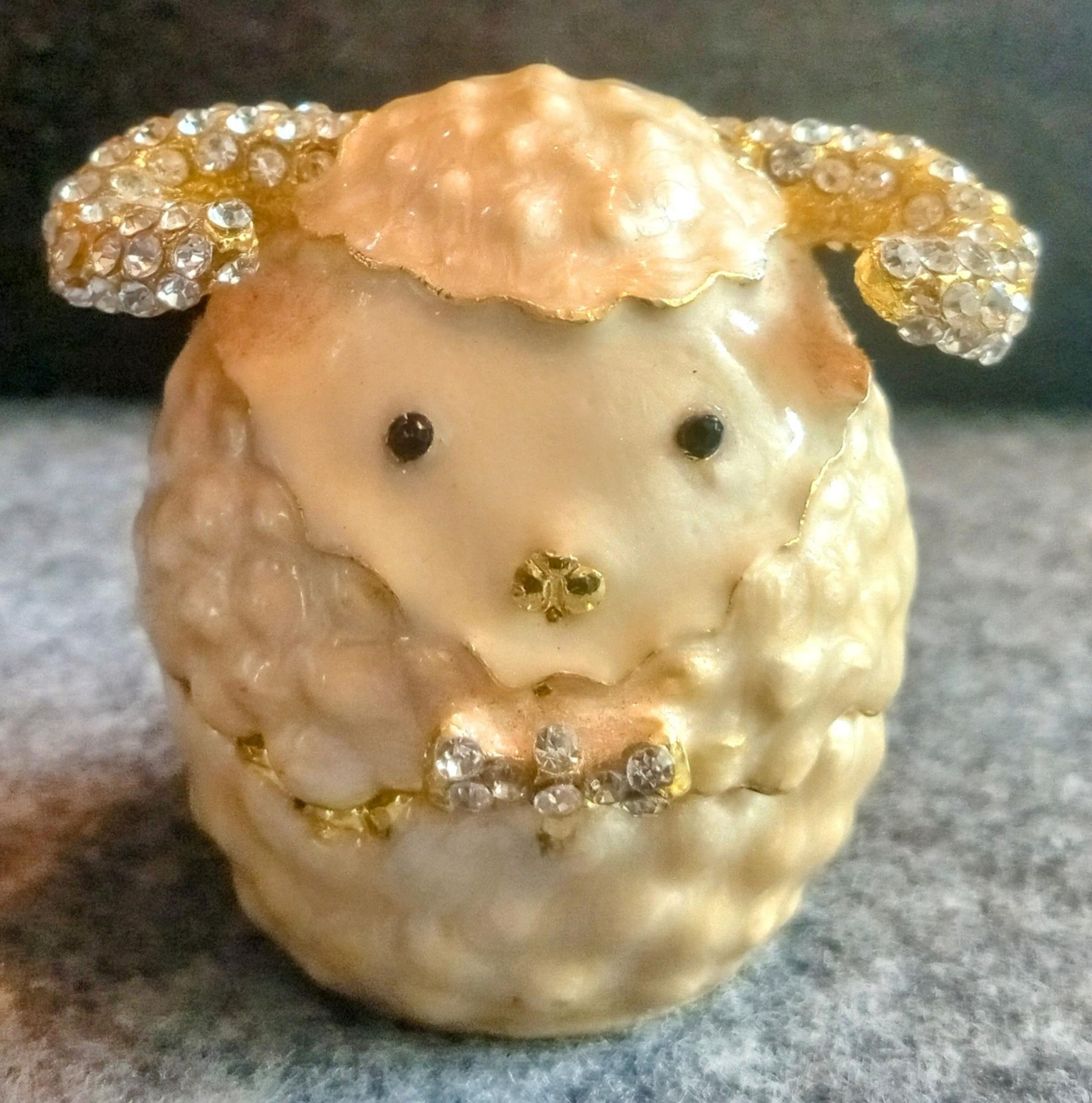 Enamel Lamb trinket box