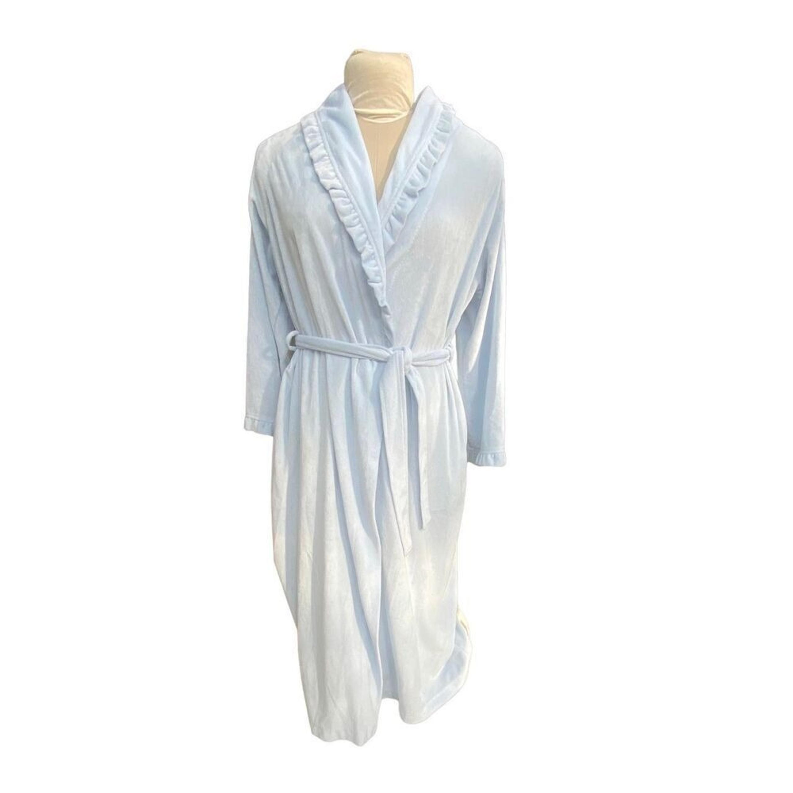 Cabernet Women's Robe Shawl Collar Belted Light Blue Size S Cozy Soft Sleepwear