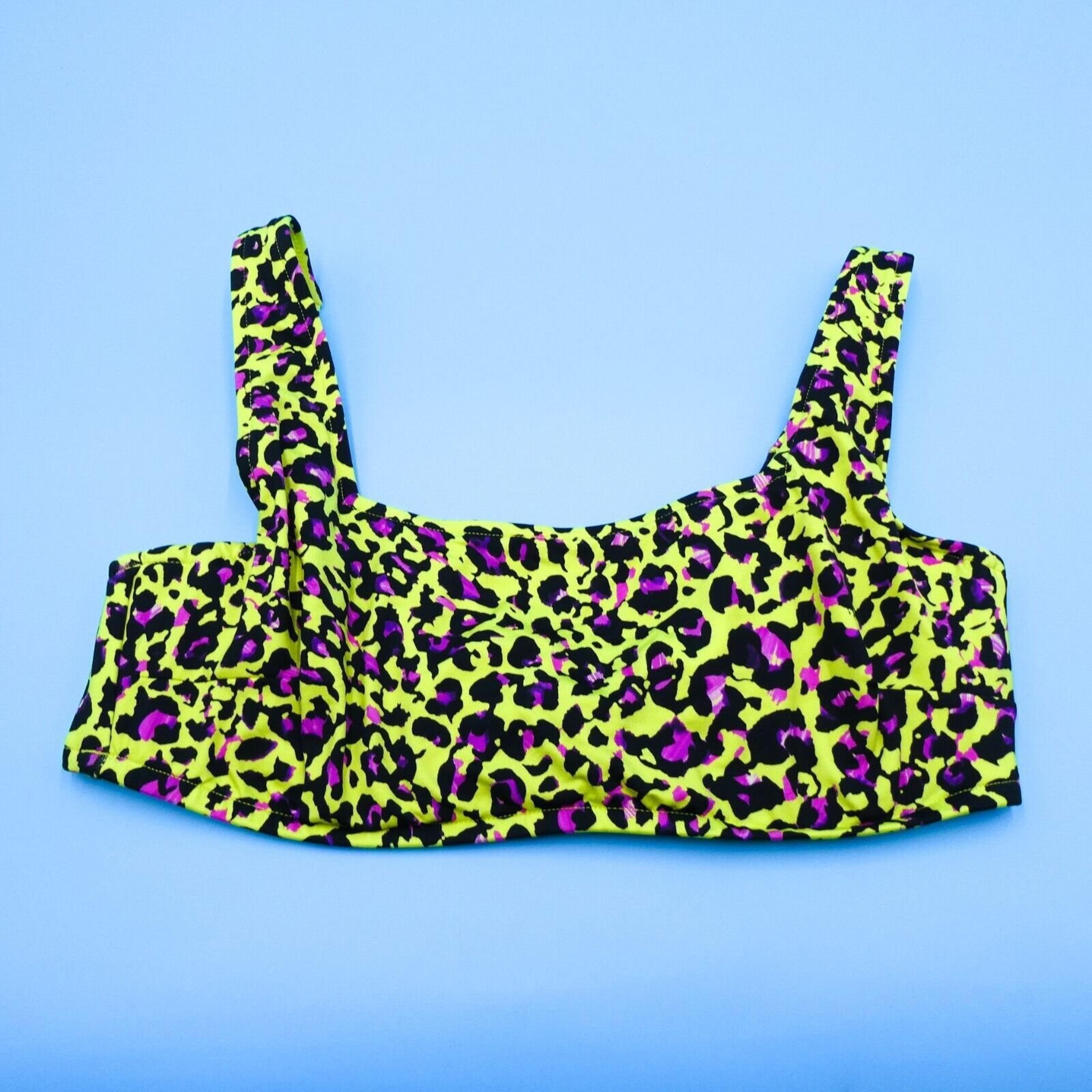 Victorias Secret 36DD Green Leopard Print Wide Straps Bikini Top Beach Swimwear