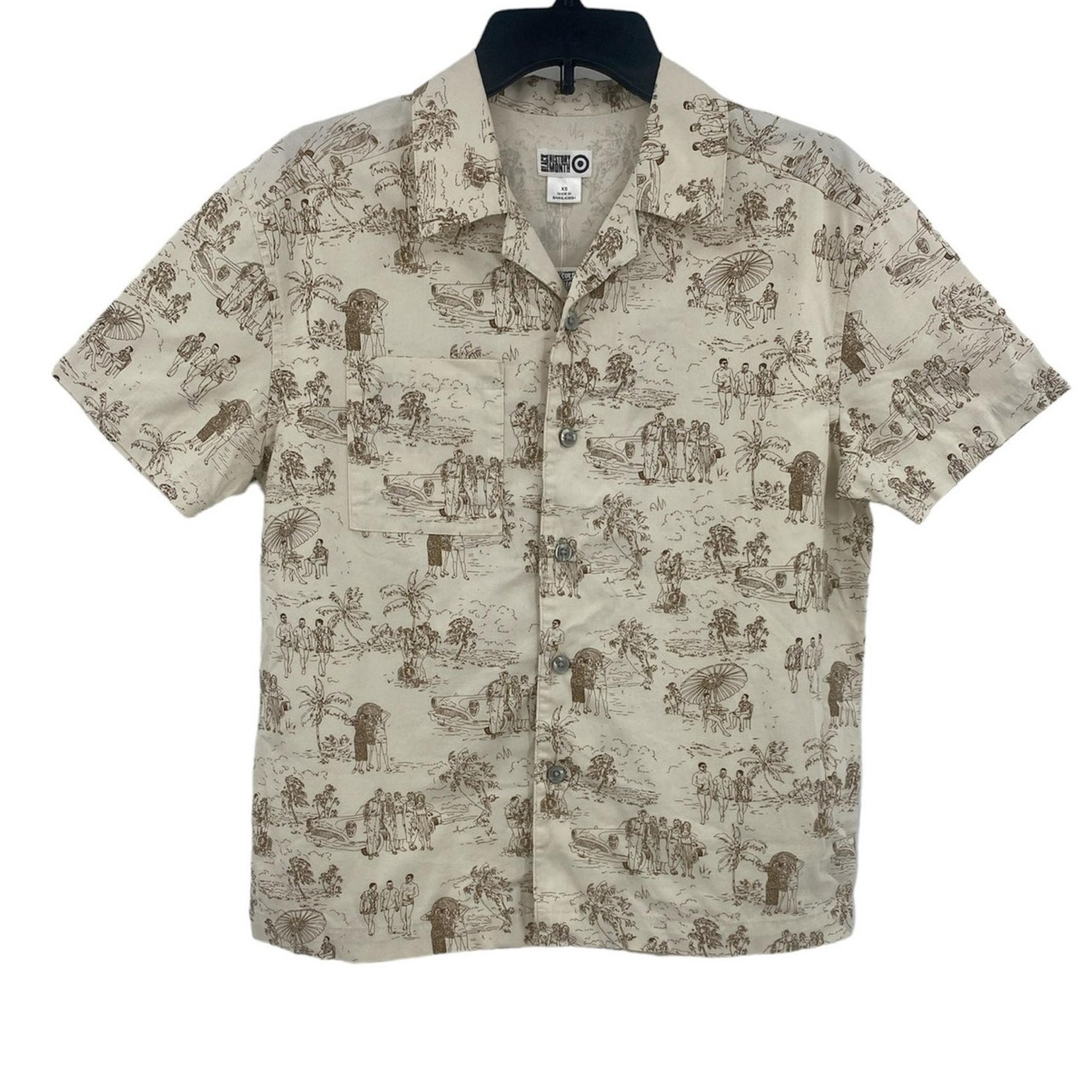 House of Aama Target Black History Month Cream Button Front Cabana Shirt Size XS