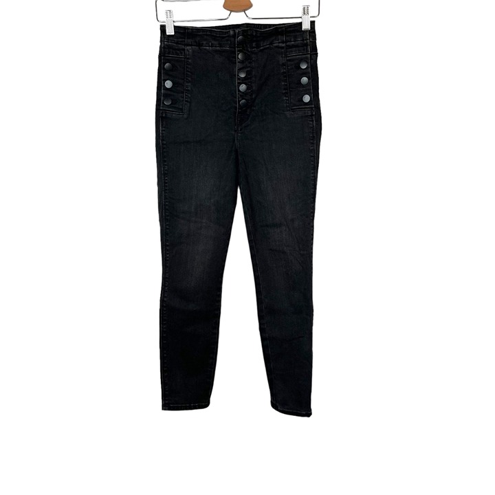 J Brand Natasha High-Rise Black Button Fly Skinny Jeans Size 26