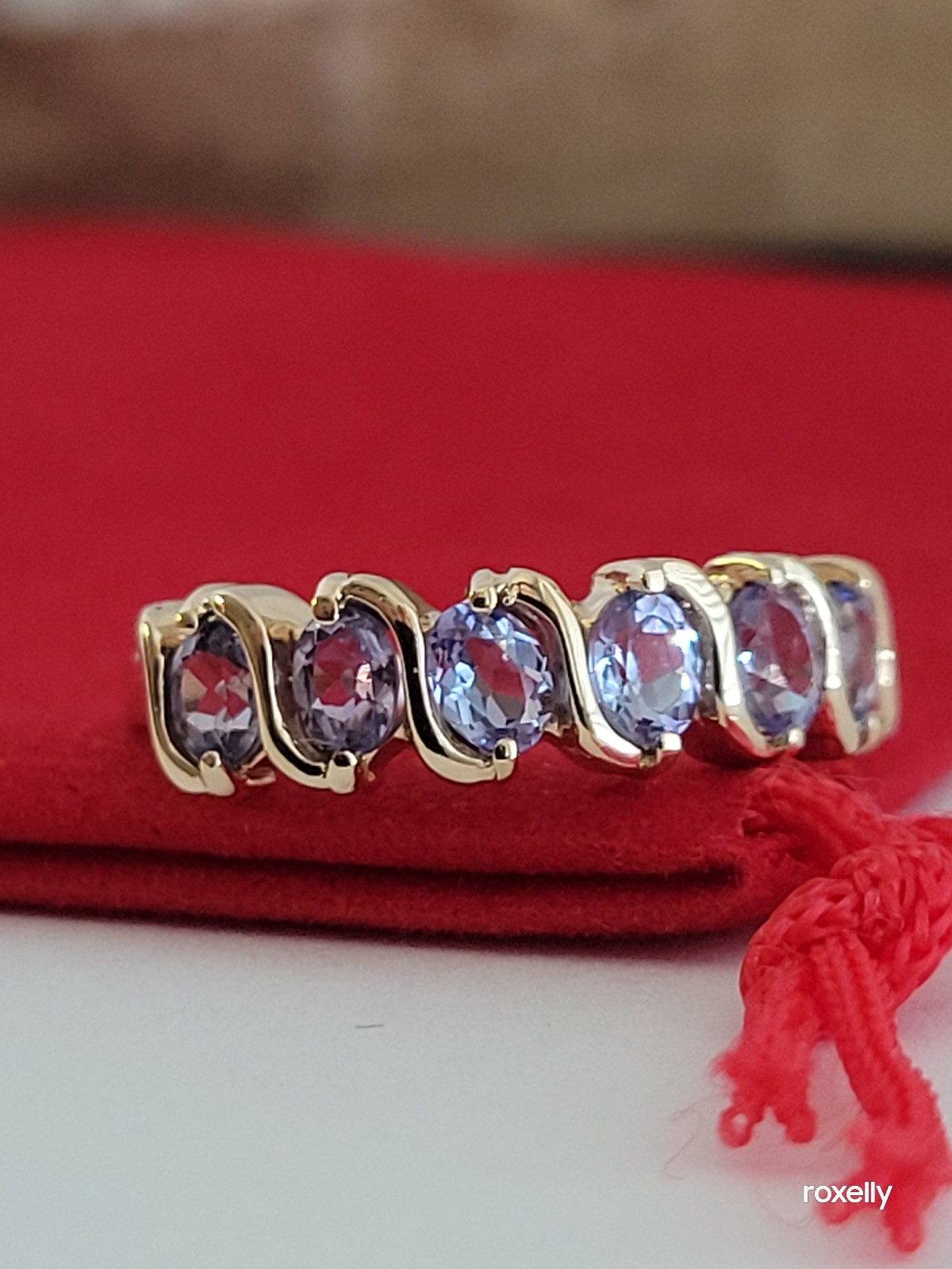 ❤️ 14k Size 7.75 Amazing Solid Yellow Gold Tanzanite Band Ring!