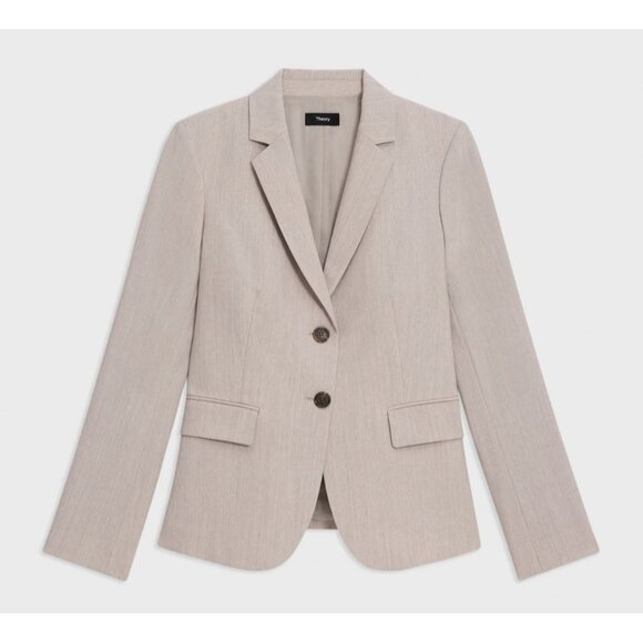 NWT Theory Carissa Blazer in Sand Melange Traceable Wool Jacket 16