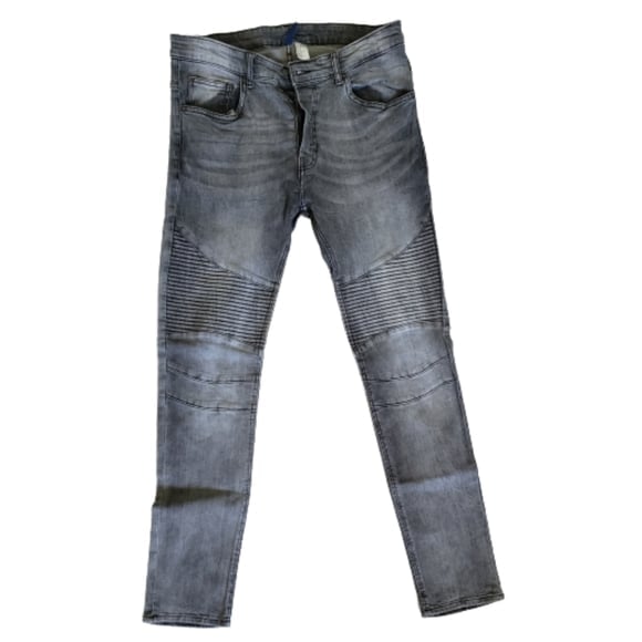 Divided Men's Solid Straight Skinny Stretch Black Denim Jeans