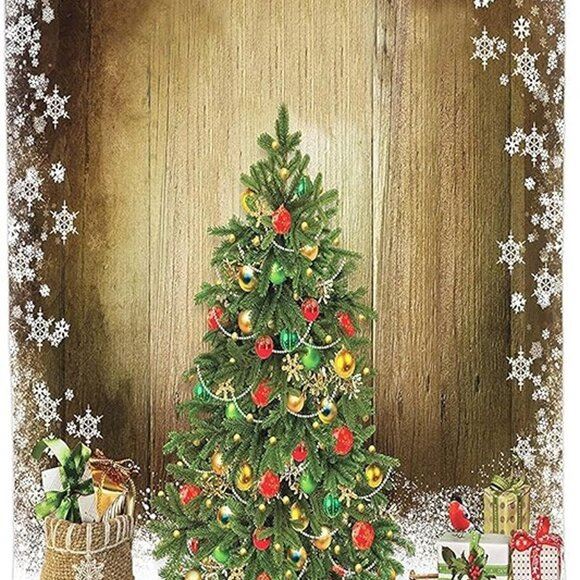 NEW Christmas Tapestry, Pine Tree with Present Boxes on Snowy Board 40 X 60