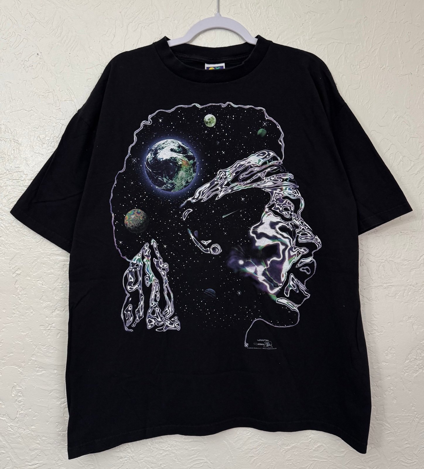 Vintage 1996 Authentic Jimi Hendrix Liquid Galaxy Wood '96 XL T-Shirt