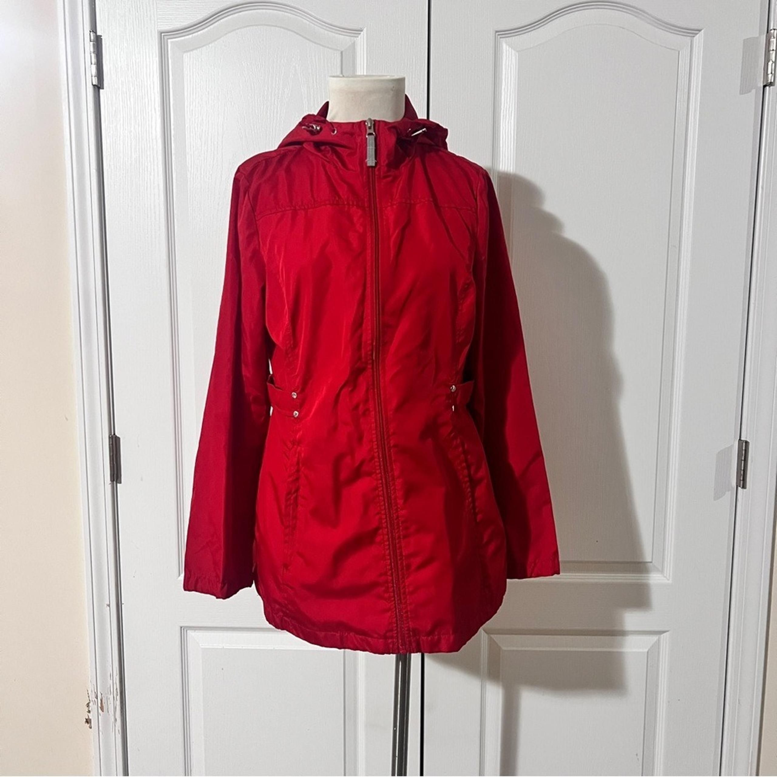 Jones New York Zip Front Lightweight Hooded Windbreaker - sz M