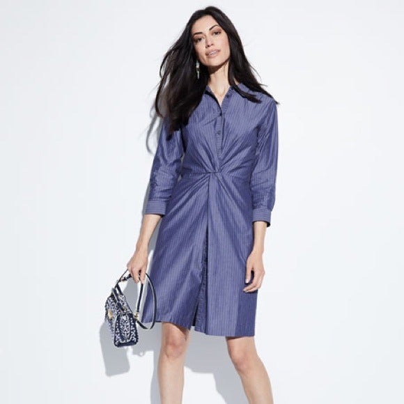 NWT 498 Lafayette148 Women's Sz 6 Avalon Stripe Federica Dress Blue Stripe