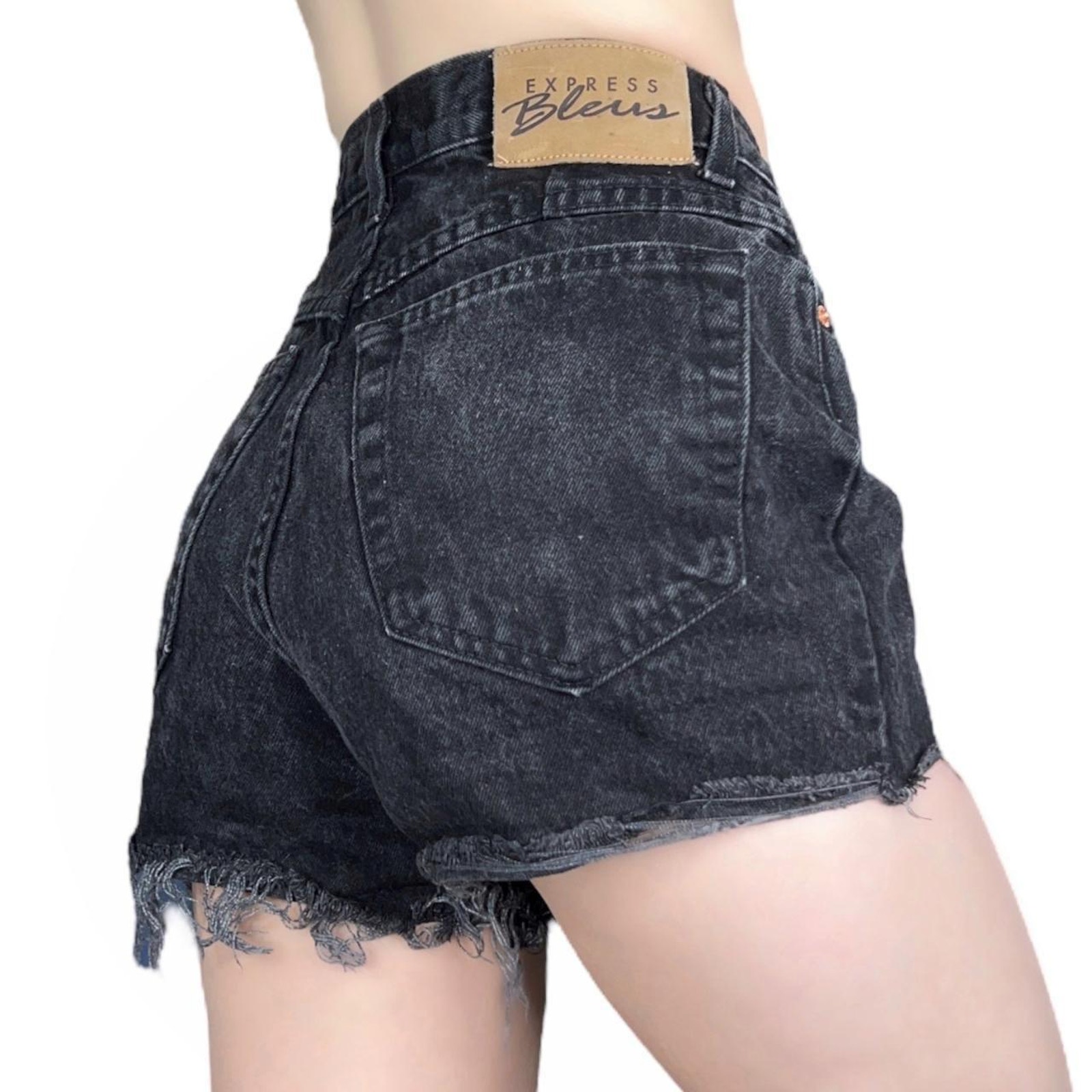 29 Waist Vintage Black Jean Shorts Jorts High Rise Cut Off Distressed