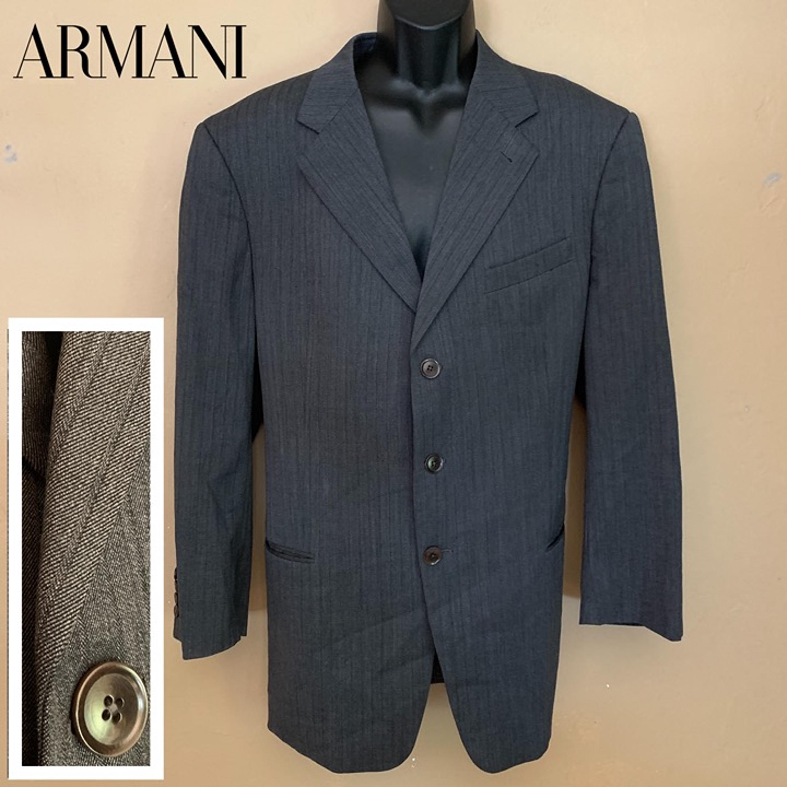 Armani Gray Striped Wool Blazer 44R Made in Italy