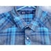 BKE Buckle Western Pearl Snaps Athletic Fit Plaid Long Sleeve blue Mens Size L.