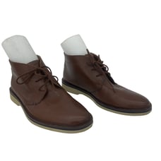 Clarks Chukka Brown Leather Round Toe Lace Up Ankle Boots Men's Size 8 Preowned