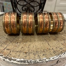 Vintage Cooper & Brass boho MCM set of 4 napkin rings