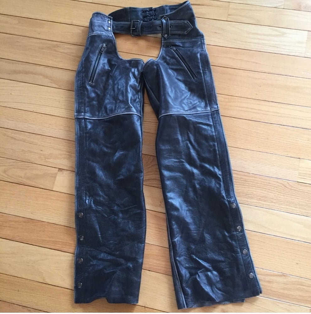 Distressed Black Women’s Leather Chaps