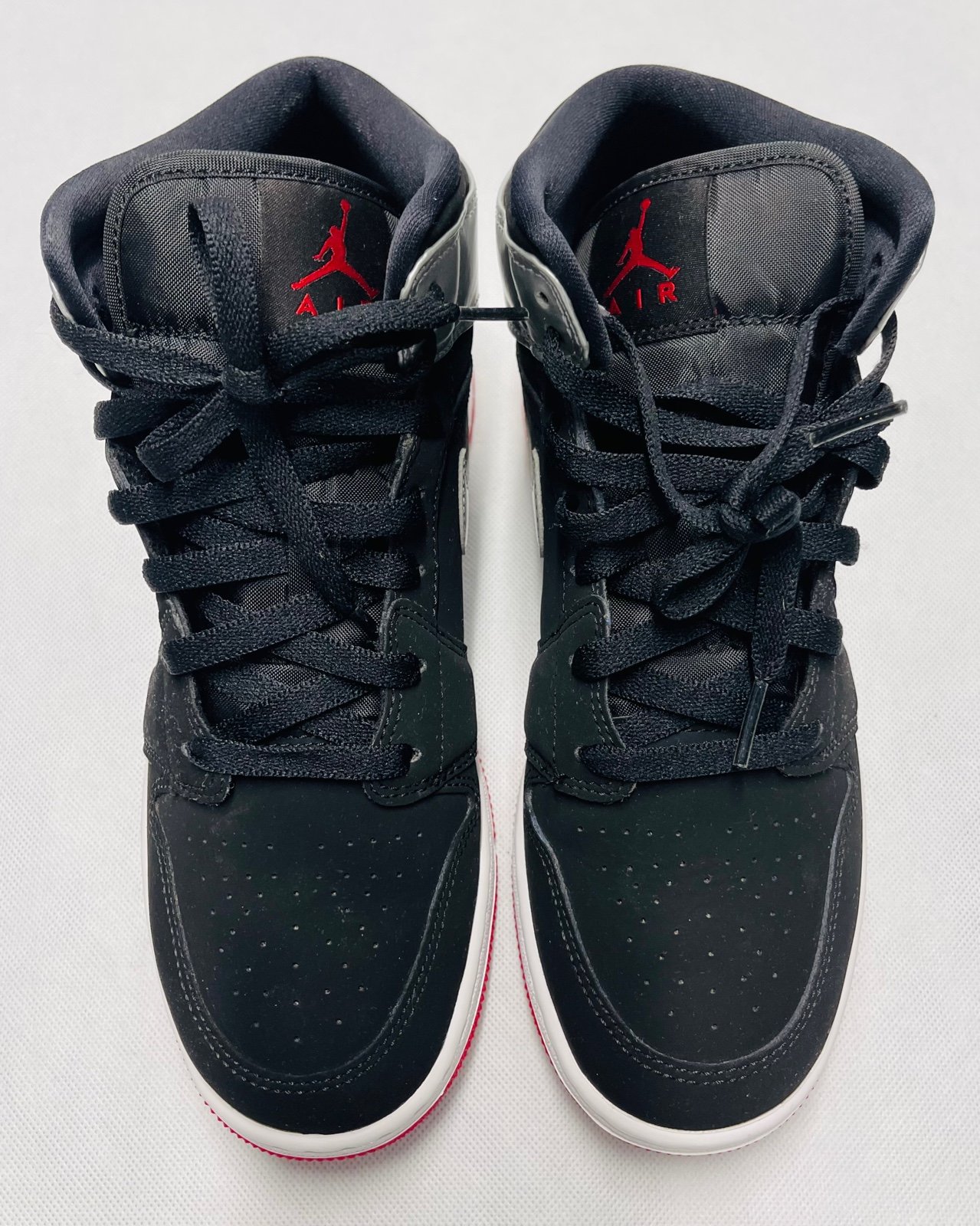 Nike Air Jordan 1 Mid (GS) Black Gym Red Metallic Silver Size 7Y