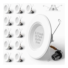 LED Retrofit Recessed Down Light 5/6” E26 for 6 or 5 Can Housing - 12 Pack