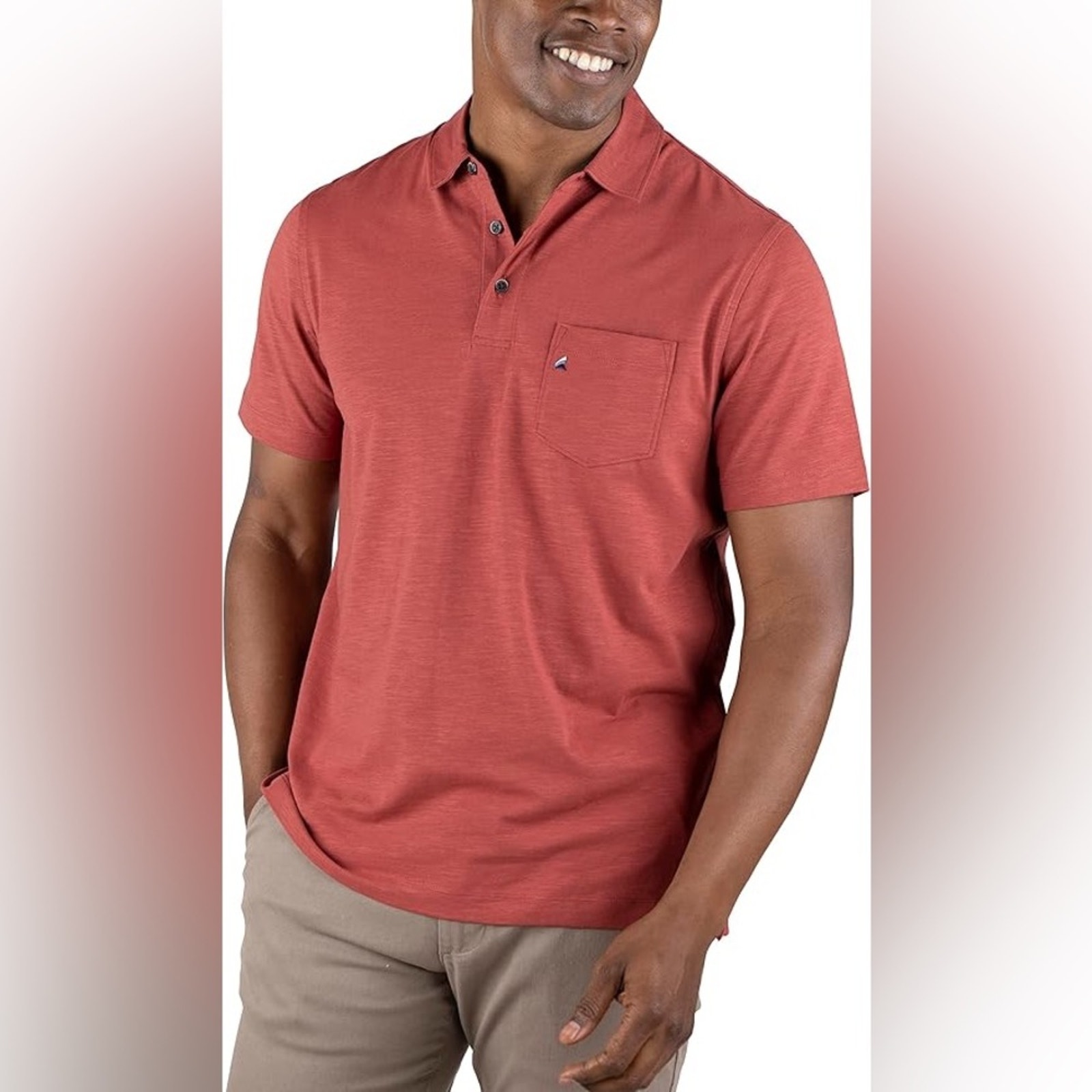 NWT Tailor Vintage Fired Brick Red Airotec Performance Stretch Jersey Polo Sz Sm