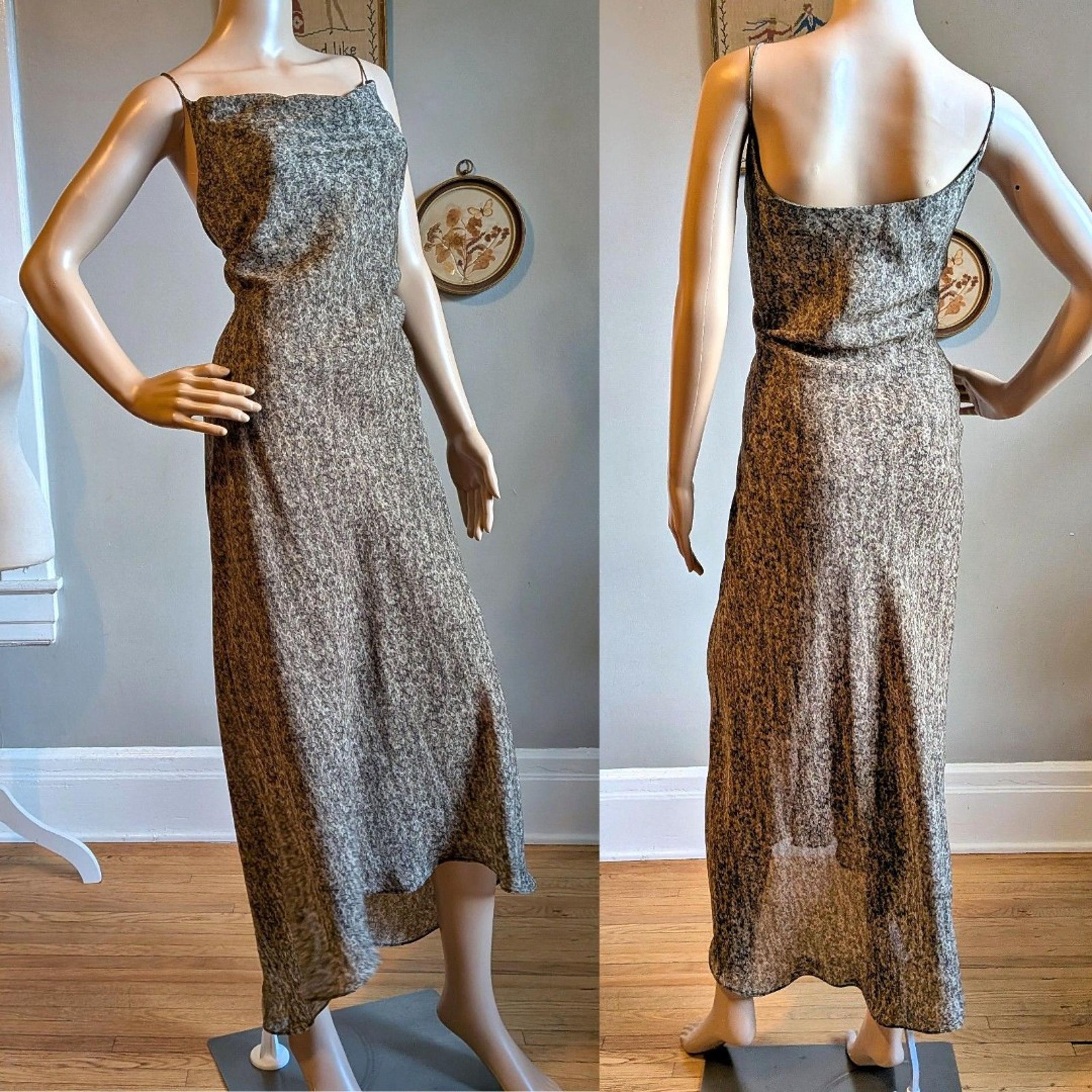 Vintage Y2K Positive Attitude Slip Dress Reptile Cowl Beck Snake Print Size 14