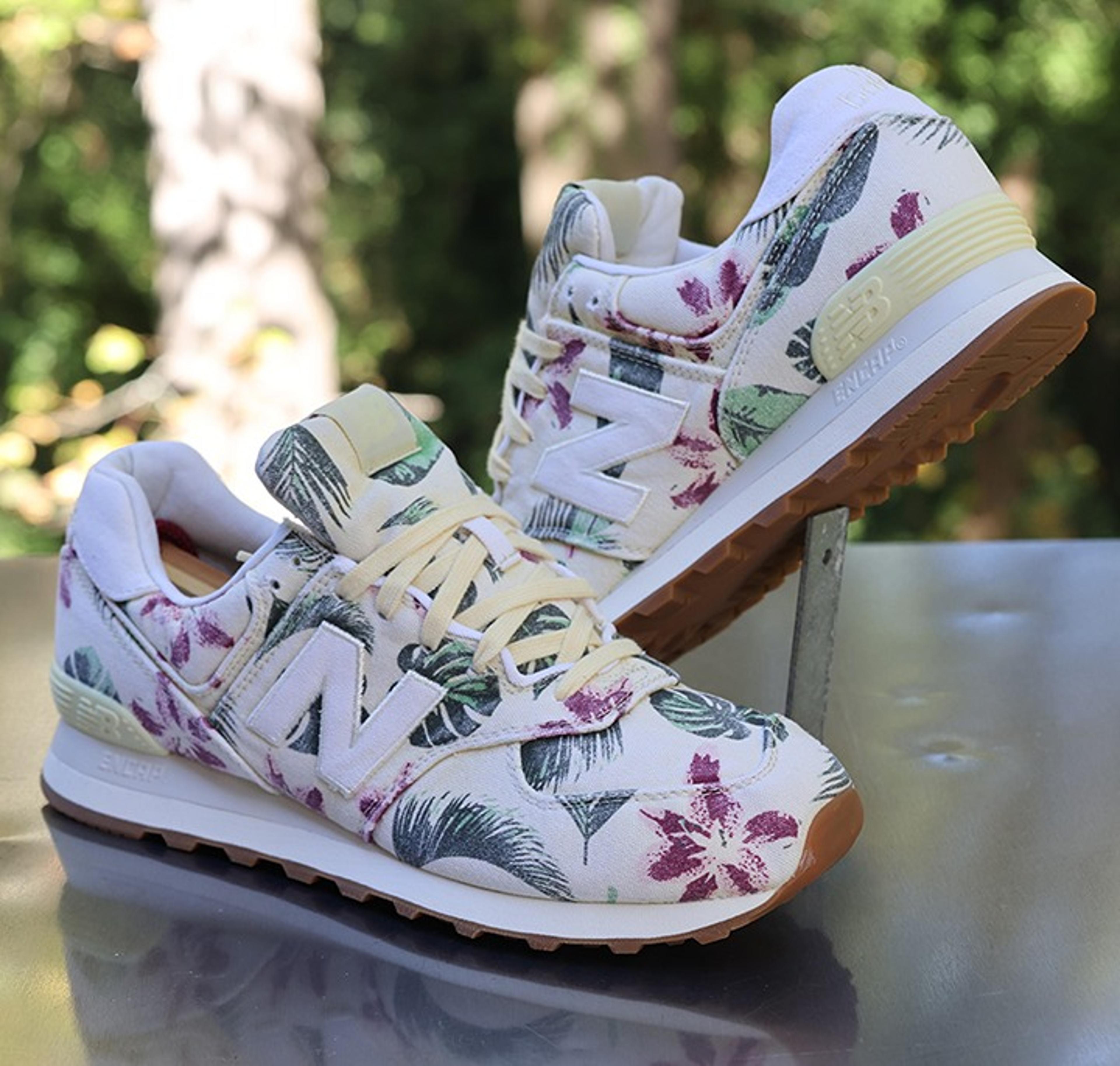 New balance womens 574 stone wash trainers floral Outlet