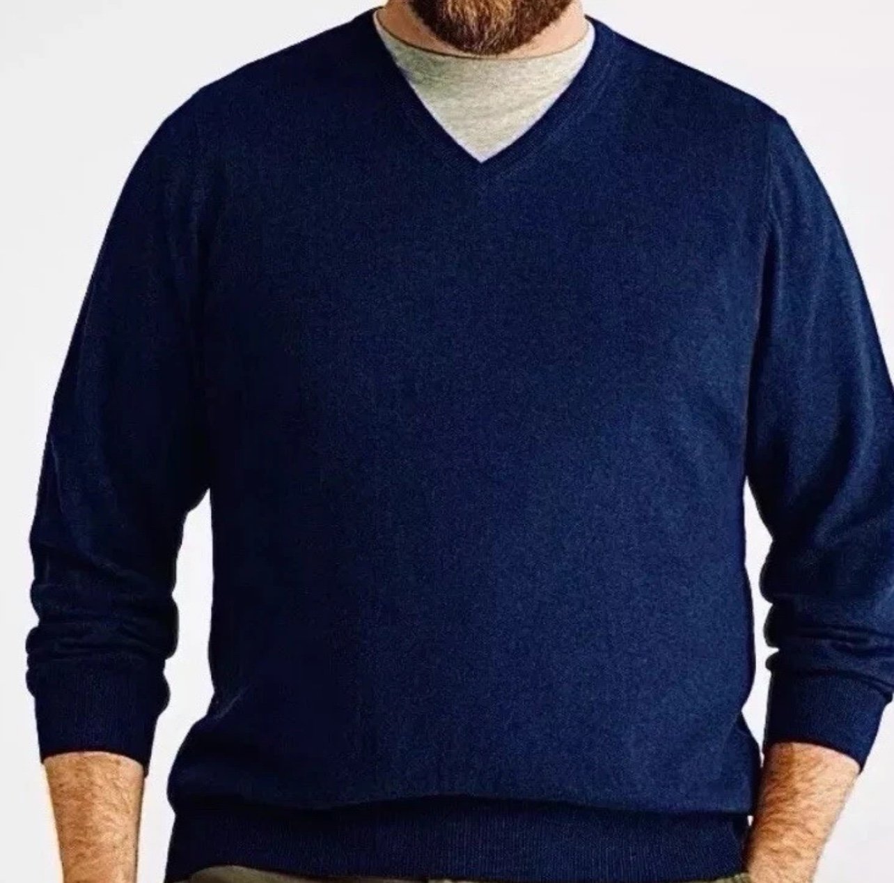 L.L. Beans Mens Cotton & Cashmere V Neck Sweater NEW XL