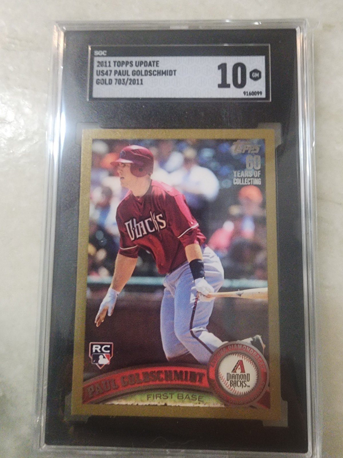 2011 Topps Update GOLD #us47 Paul Goldschmidt Rc SGC Gem 10 703/2011