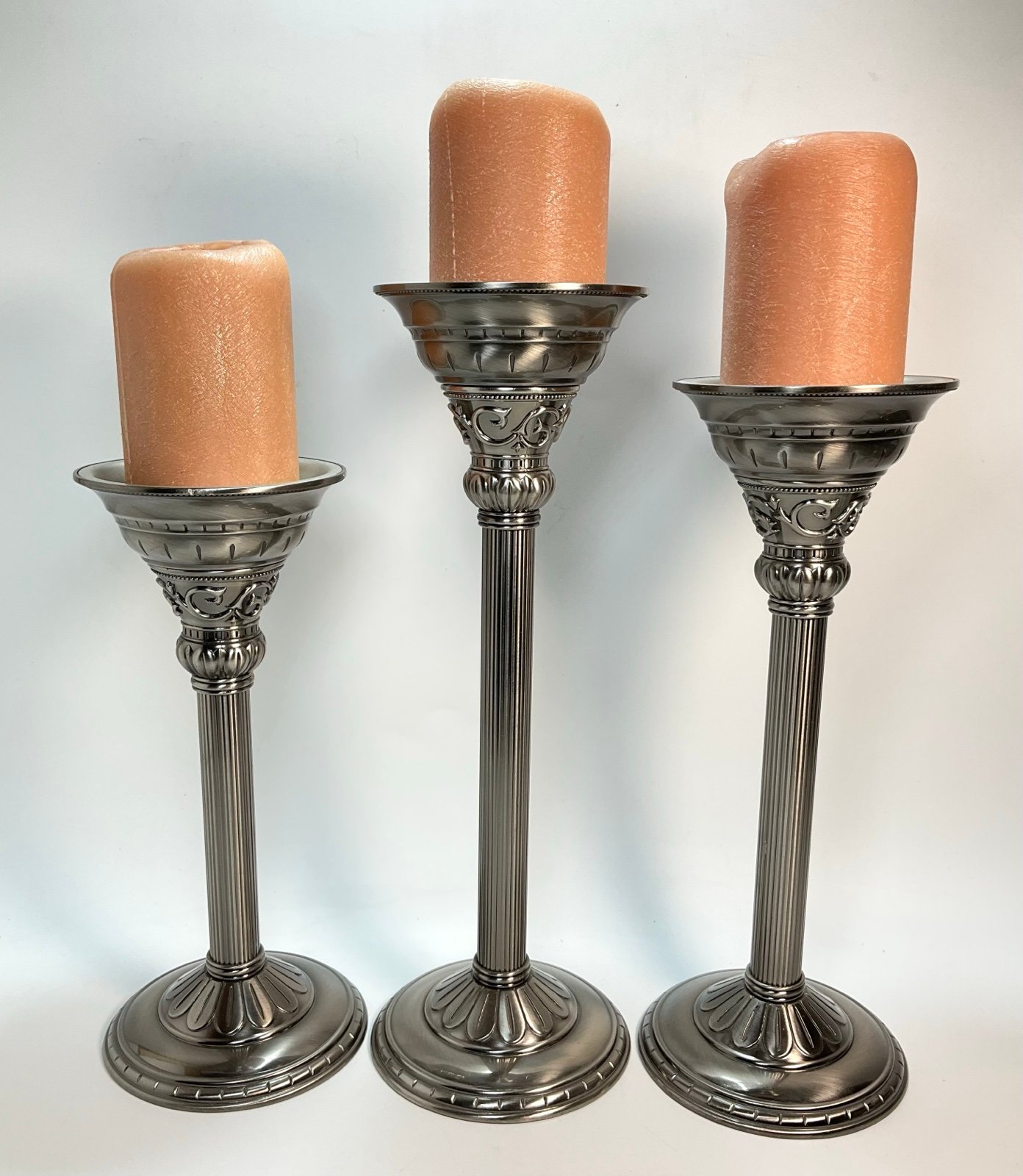 Retired Partylite Classic Creations Satin Silver Taper Candle Holder, Pillar Peg