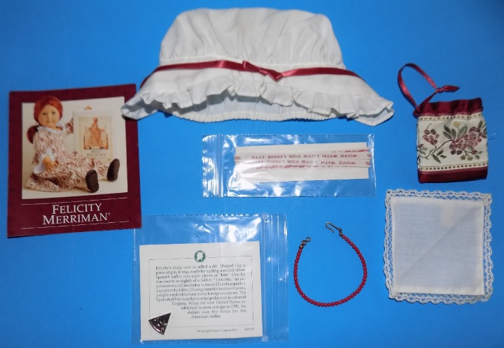 EARLY 1989 Pleasant Co Felicity Mob Cap American Girl Doll Meet Accessories NIP