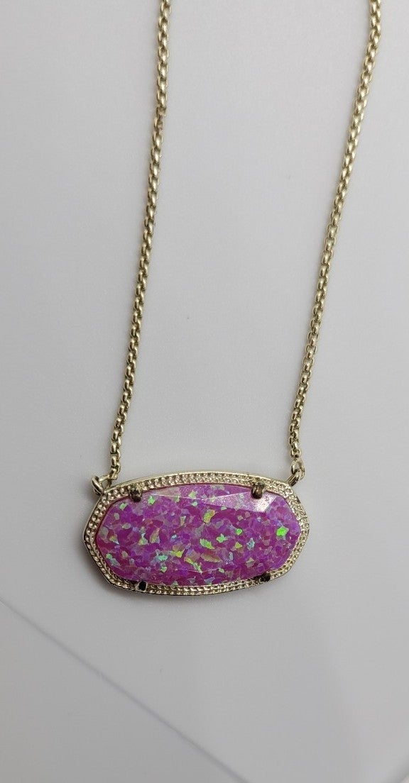 Rare Custom Kendra Scott Delaney Necklace in Fuchsia Kyocera Opal and Gold