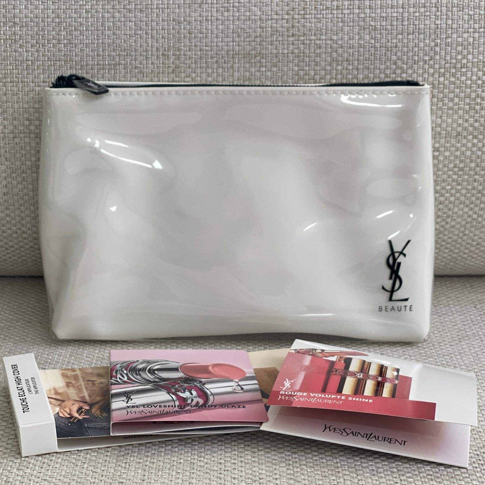 YSL Makeup Bag, Love Shine Candy Glaze, Rouge Volupte Shine, Touch Eclat Set