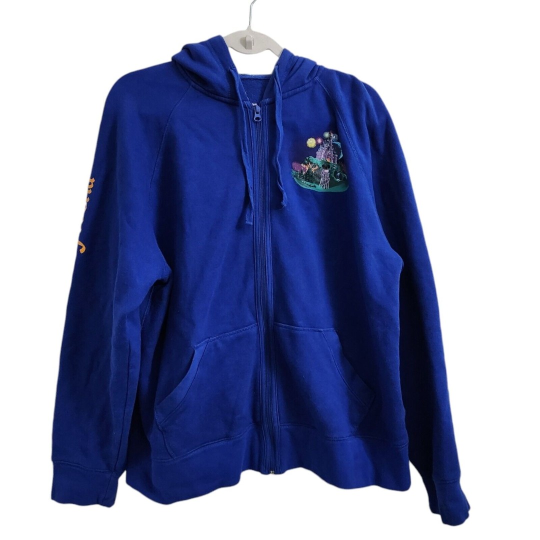 Disney Parks Sweater XL Blue Walt Disney World Embroidered Hoodie Mickey Minnie