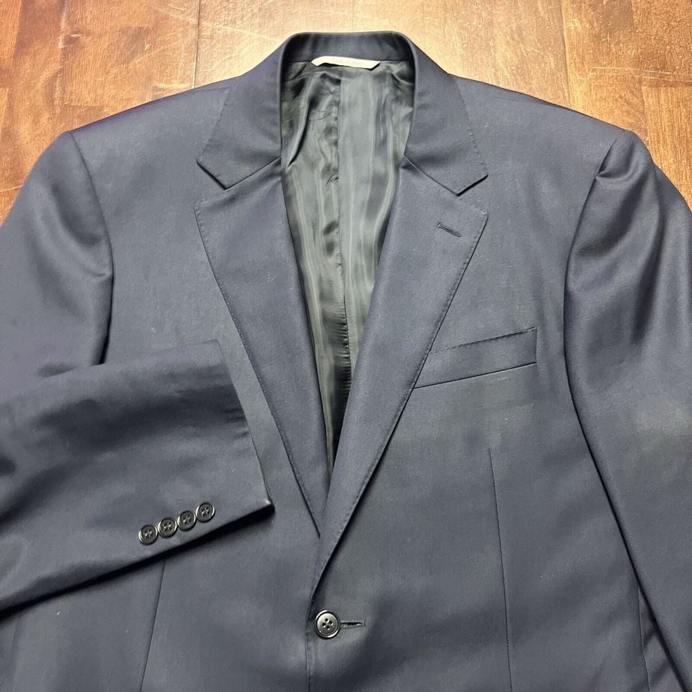 Canali Navy Solid 100% Wool Blazer Sport Jacket Coat Italy 54R US 44R Dual Vent