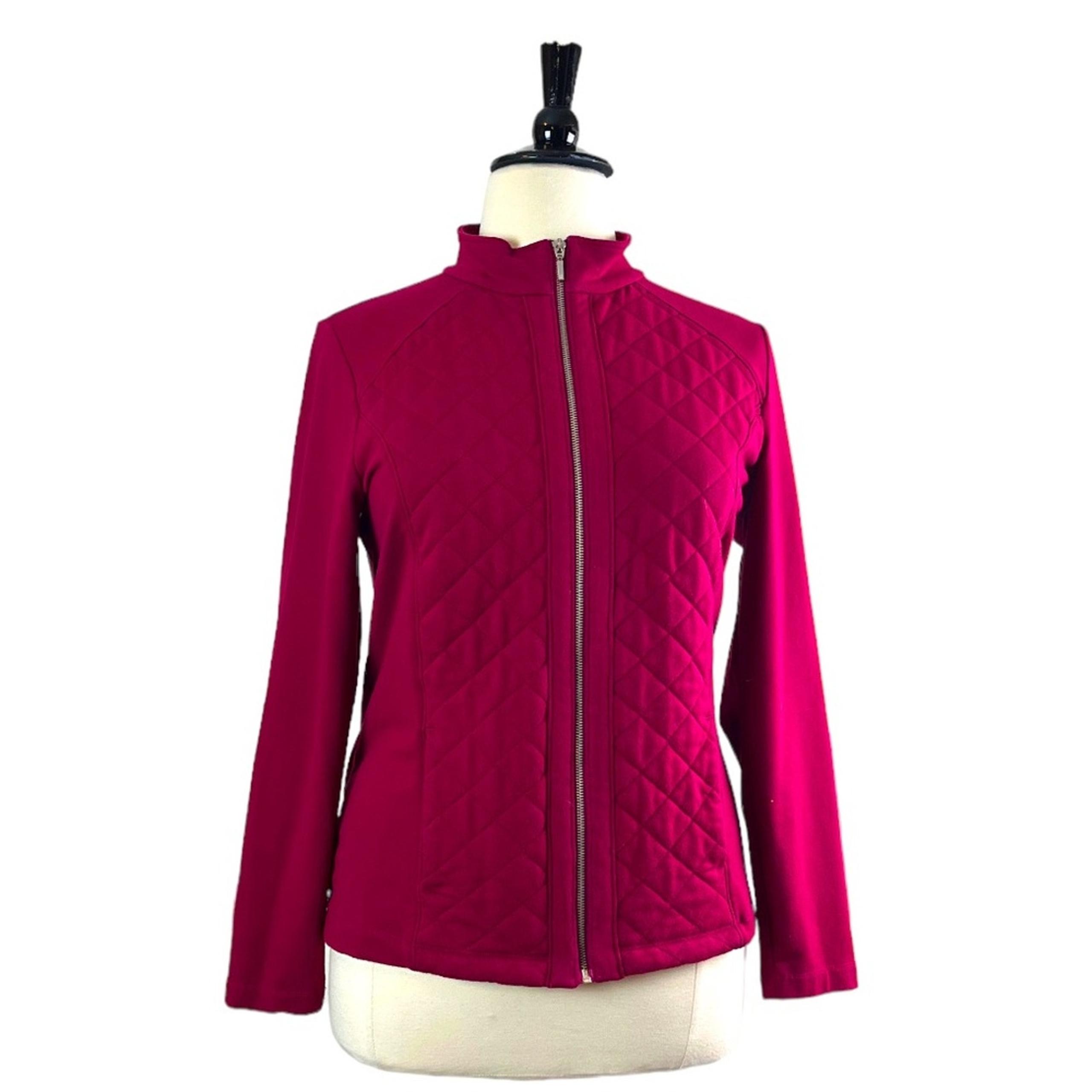 Laura Scott Women’s Jacket Quilted Full Zip Front Burgundy Size Large