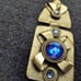 Antique art nouveau silver plated blue rhinestone belt buckle