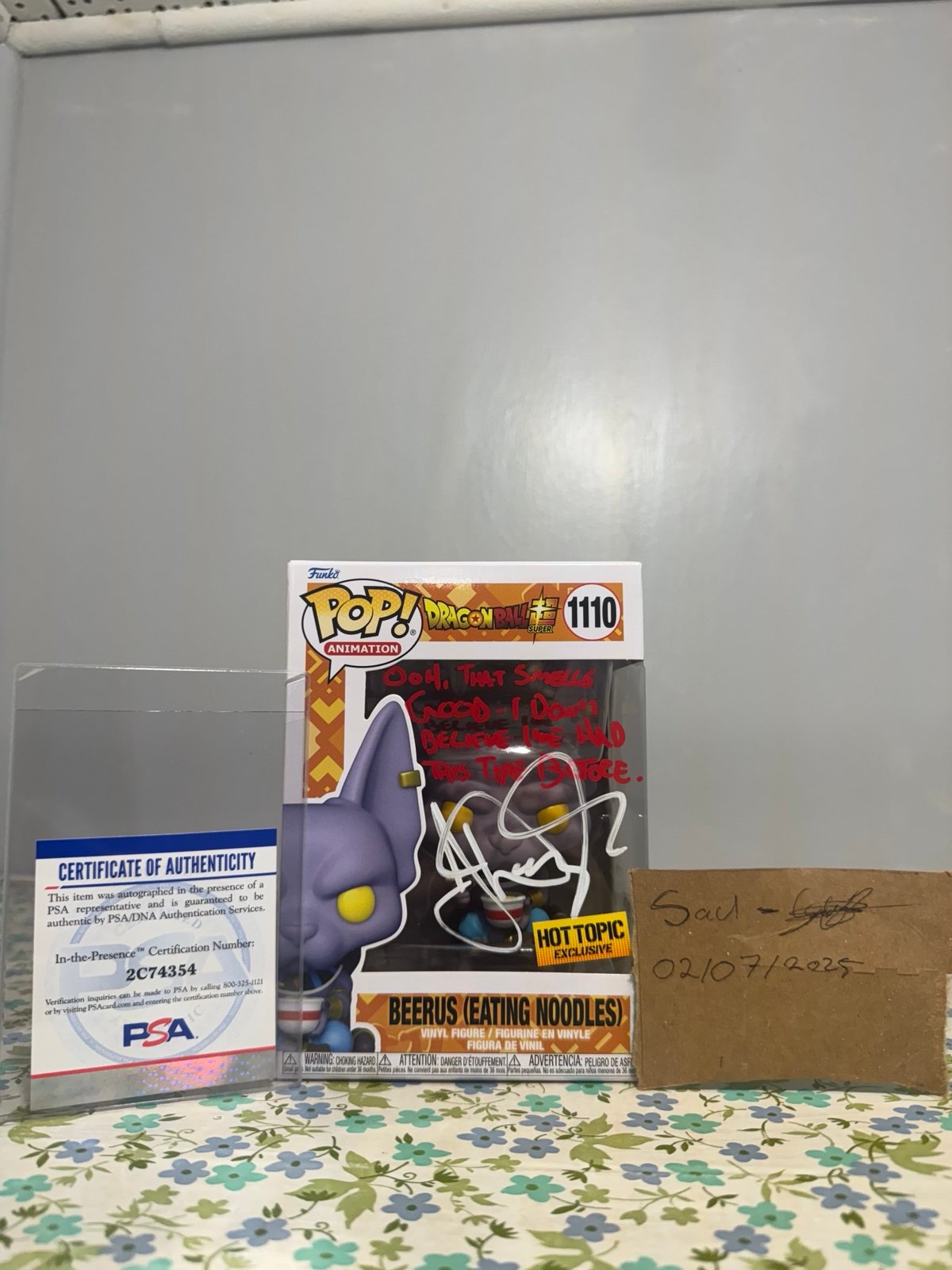 Funko Pop Beerus signed psa