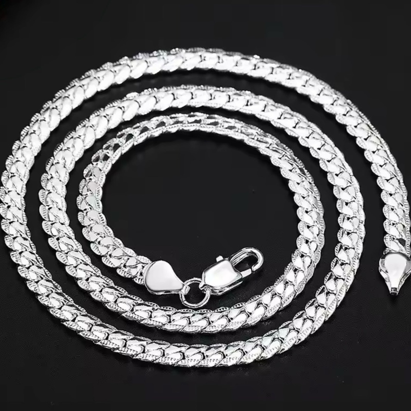 Men’s Women’s Silver Plated 5mm Chain Necklace 19”