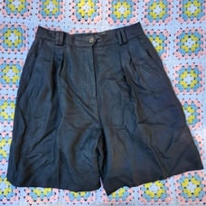 Black 100% silk high rise Bermuda shorts